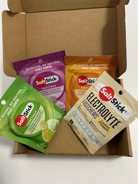 Saltstick - testovací box ( pomeranč, lesní ovoce, kokos-ananas, citron)